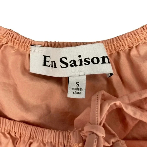 En Saison Cropped Peplum Ruffle Blouse | Coral | Small | Milkmaid, Cottagecore - Picture 9 of 11